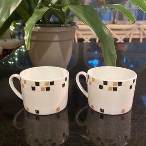 (2) Coffee / Tea Cups - Black and Gold Mosaic - Bridget Dobson